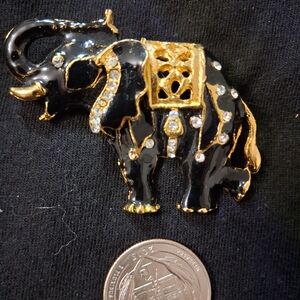 Black and Gold Elephant Brooch